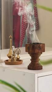 Brûleur d'encens artisanal en bois de santal avec motif palmier, support aromatique pour une utilisation toute l'année, style chinois - Product Image 3