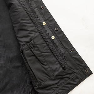 Gilet de motard en cuir véritable pour homme, col montant, fermeture éclair, respirant, couleur unie, vêtement d'extérieur d'automne, coupe classique - Product Image 2