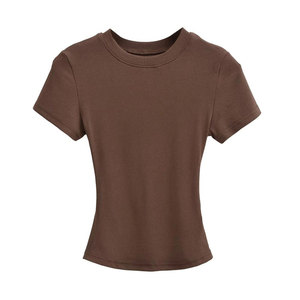 Trendy Women's Solid Color Short Sleeve Top Quick Dry Casual Tee Flexible Fabric Quick Dry Tshirt - Product Image 1