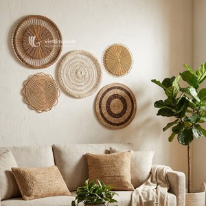 Luxury Minimalist Nordic Bohemian Wicker <b>Wall</b> Shelf Sustainable Round Rattan Mandala Discs for Home <b>Decor</b> Living Room - Product Image 4