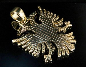 Pendentif Aigle Albanais en Diamant de Laboratoire Taille Ronde, Plaqué Or Argent 925, Style Hip Hop, Iced Out, pour Hommes - Product Image 5