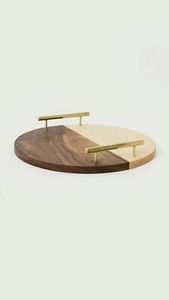 Plateau de rangement rectangulaire en bois, design minimaliste, finition vernie, vaisselle durable pour table, à un seul niveau - Product Image 3