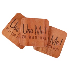 Hot Selling Custom Engraved Wooden Coaster Set <b>PC</b> Material Mat/Pad with Holder for Home <b>Table</b> Decorative Usage - Product Image 1