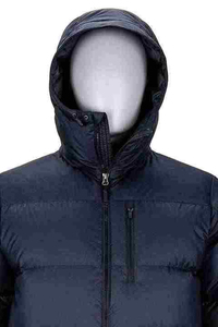 <b>Men's</b> <b>Navy</b> Hooded Coat <b>Quilted</b> Zipper Front Casual Puffer <b>Jacket</b> Regular Fit Stand Collar Woolen Eco-Friendly 100% High Fill - Product Image 5