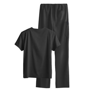 Tenues de travail pour femmes en polyester-coton de haute qualité, coupe ample, col en V, manches courtes, multi-poches, style uni et tendance - Product Image 3
