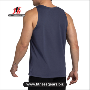 JUST FITNESS GEARS Débardeur décontracté pour homme à col rond - Personnalisé 100% polyester respirant à séchage rapide couleur unie pour marathon, course à pied et gym - Product Image 2