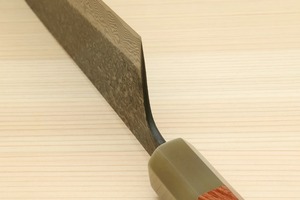 Couteau Santoku artisanal sur mesure avec lame en acier Damas, manche en bois, étui en cuir, écologique, 7 pouces, ambidextre - Product Image 5