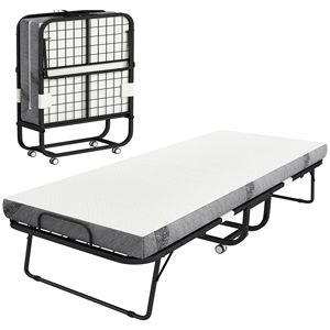 Lit pliant portable pour adultes, taille double, 78,75 x 35,5, cadre en acier super résistant, lit pliant avec matelas - Product Image 1
