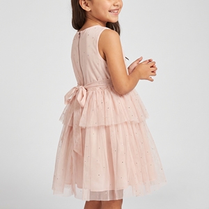 Robe d'été en tulle sans manches pour filles, style princesse rose, longueur genou, avec lacets au dos, robe de soirée - Product Image 1