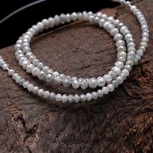 Cuentas de Diamante Facetadas en Forma de Rondelle, Corte Brillante, Color Blanco Grisáceo Natural, 3-4.2 mm, Sueltas, con Orificio de 0.50 mm, Alta Calidad, Perforadas con Láser, 15 Unidades - Product Image 3