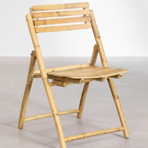 Eco-friendly Foldable Bamboo Single <b>Chair</b> with 7cm Removable Cushion for Outdoor Garden and Balcony Furniture - Product Image 1