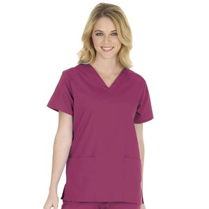 Custom Size & Color Unisex <b>Scrub</b> <b>Top</b> Short Sleeve V-Neck with Pockets Hospital Uniform Twill Fabric Polyester Spandex Blend - Product Image 1