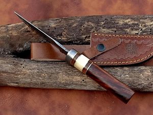 Cuchillo de Camping Viking Skinner, Elaborado con Acero de Damasco y Mango de Cuerno de Toro, Dureza HRC60-65 para Mayor Protección - Product Image 4