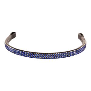 Équipement de cheval en cuir indien 2024 à la mode Horsekraft Fancy Show Brow Band avec trois rangées de cristal bleu Design de bride élégante - Product Image 3