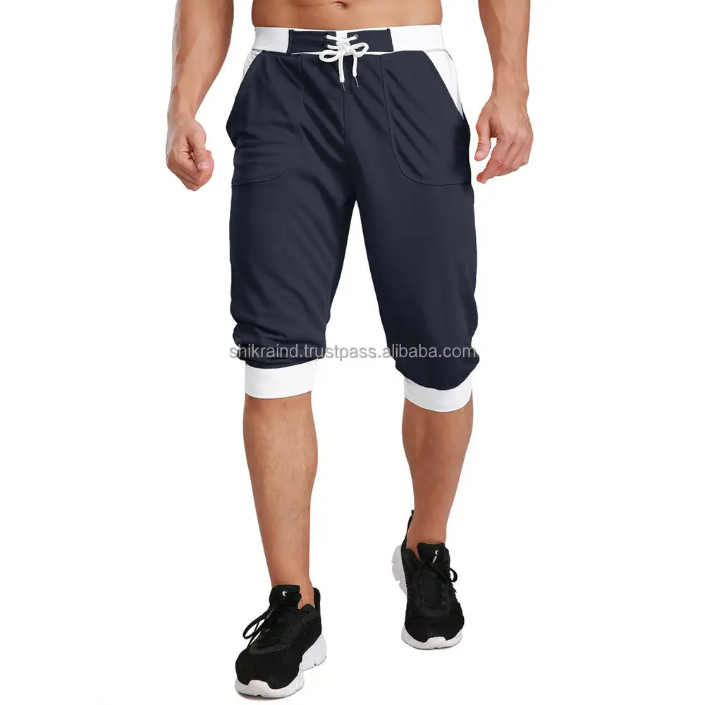 Pantalones cortos Capri para hombre, ropa de gimnasio, informales, para correr, de secado rápido, 34