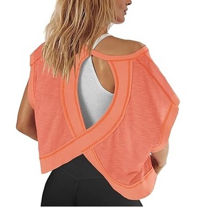 Top tendance à épaules dénudées, style été, en spandex, polyester et coton, avec maille résille, sans manches, dos nu, best-seller - Product Image 1
