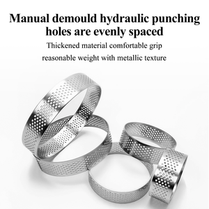 Anneau à tarte rond sans couture perforé en acier inoxydable Outil de cuisson perforé pour gâteau mousse personnalisé sans couture - Product Image 2