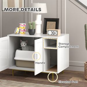Tavolino d'Appoggio con Recinto per Lettiera per Gatti, Accessorio Pratico ed Elegante per Lettiera per Gatti - Product Image 6