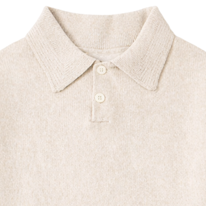 Pull en laine et acrylique tricoté respirant, doux et neutre, à manches longues, col boutonné, chaud, décontracté, classique, avec logo frontal - Product Image 4