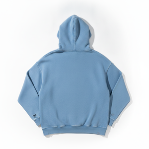 Men's Vintage Streetwear 100% Cotton Jacket Solid Blue Oversized Sun Faded 3DAcid Washed Denim Hoodies for Spring Season Men - Product Image 3