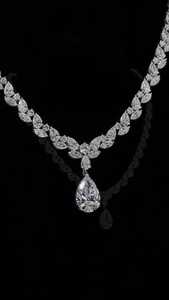 80CT Pear & Marquise Lab Grown Diamond <b>Necklace</b> 14K White Gold E VS1 IGI Certified <b>Statement</b> Pendant Lariat Tennis <b>Necklace</b> - Product Image 3