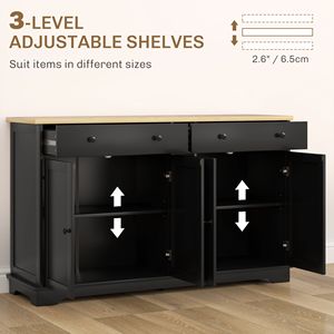 Credenza Moderna Artigianale per Villa in Legno di Mango, Mobile Buffet da Cucina con Cassetti Contenitori e Ripiani Regolabili, Nero per Sala da Pranzo - Product Image 5