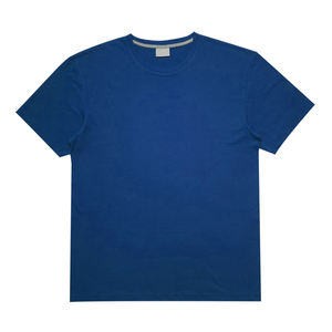 INDEX Men's Solid Blue Cotton T-Shirt Short Sleeve O-Neck Casual Regular Fit Breathable Jersey Knitted Wear - Product Image 6