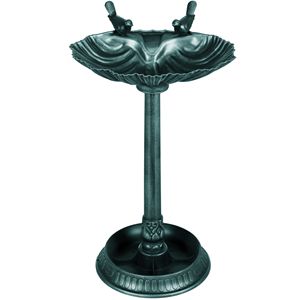 Vasca per Uccelli Decorativa Anticata Verdegris da 32 Pollici con Piedistallo Portavaso e Statue di Uccelli per Casa o Giardino - Product Image 1