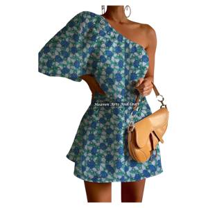 Nuevo Vestido de Noche de Algodón con Estampado Artesanal, de un Solo Hombro y Manga Abullonada, para Boda, Colección Primavera 2026 - Product Image 2