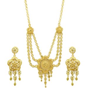 Wholesale Brass 14K18K24K Micron Gold Filled Turkish Design Long Jewelry Set Traditional Dubai Style <b>Bridal</b> Jewelry Oro Joyeria - Product Image 4