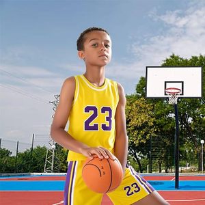 Kids Basketball Jersey Set 3PCS – Youth Boys Girls Sports Uniform (Tank Top + Shorts + <b>Socks</b>) Gradient Quick Dry - Product Image 3