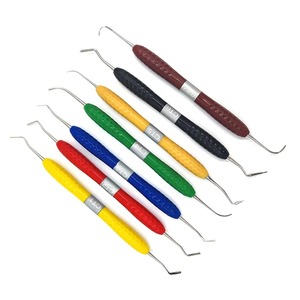 Juego de 7 piezas para restauración dental: espátulas de resina con mango de silicona para estética, kit de restauración estética, herramientas de cuchillo de resina y espátula dental. - Product Image 1