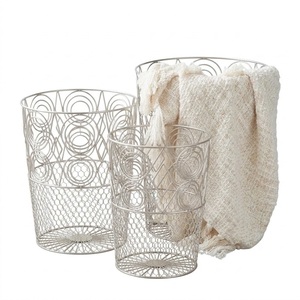 Wholesale Geometric Metal Wire Laundry <b>Basket</b> Set Iron Mesh Storage <b>Hamper</b> Decorative Bathroom Clothes Organizer Bin Best Price - Product Image 1