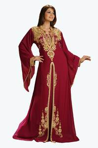 Abaya en satin de soie modeste, manches longues, longueur ras du sol, broderie, caftan, robe islamique pour femme, coupe droite, vente en gros Dubaï - Product Image 6