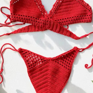 Maillot de bain en tricot, ensemble bikini au crochet, 100% coton - Product Image 1