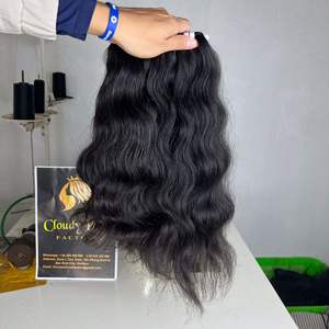 Tendance chaude en gros paquets ondulés naturels 100% cheveux humains bruts du Vietnam, paquets avec fermeture à lacet et dentelle frontale de qualité 10A - Product Image 3