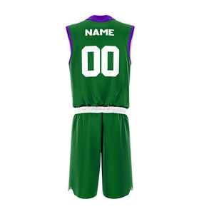 Nouvelle arrivée, ensemble de maillots de basket-ball personnalisés sublimés, vert bleu, col en V, sans manches, séchage rapide, coupe athlétique, pour hommes adultes, toutes saisons - Product Image 2
