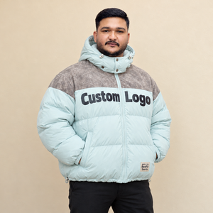 <b>Men</b> Custom Logo <b>Hooded</b> <b>Puffer</b> <b>Jacket</b> Windproof Winter Zipper Thick Insulated Eco-Friendly 220g Streetwear Coat Custom Design OEM - Product Image 2