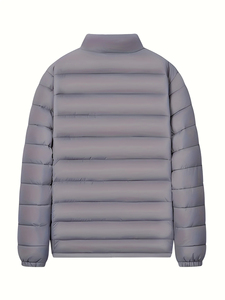Men's Polyester <b>Jacket</b> Vintage Lightweight <b>Quilted</b> Breathable Windproof Winter Warm Zip up Hooded Coat Letter <b>Pattern</b> - Product Image 3
