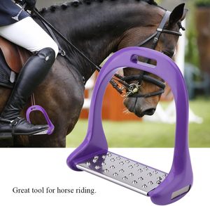 Estribos de acero inoxidable color púrpura para montar a caballo con base antideslizante para el pie, estribos para silla de montar ecuestre - Product Image 5