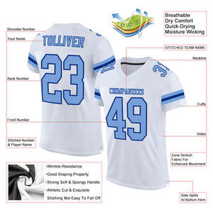 Custom American Football Jersey V-Neck <b>Short</b> Sleeve <b>Mesh</b> Sublimation Printed Team Name Number Breathable Quick Dry 300g Unisex - Product Image 4