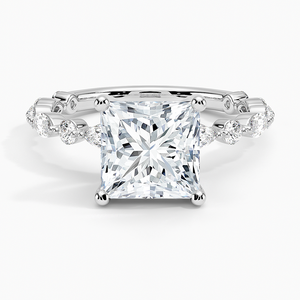 Anillo BOJ 012 con Corte Princesa, Plata 925, Aguamarina, Tres Cuartos de Diamantes, 2ct, Color D, VVS1, Moissanita, Certificado GRA - Product Image 1