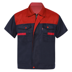 Mangoes Fashion Two-Pocket Cotton T-Shirts Unisex Motor Mechanic Uniform Short Sleeve Work Coat Overalls Reflective Detail Silk - Product Image 2