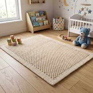 พรมปูพื้นขนแกะห่วงทำมือทำด้วยมือแบบใหม่จากนิวซีแลนด์พรมปูพื้นเนื้อกรวด - Product Image 1