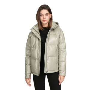 Veste courte de motard style streetwear pour femme, cardigan matelassé d'hiver avec écharpe intégrée, manteau doudoune pour femme - Product Image 3
