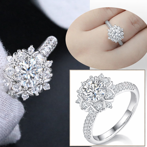 Venta al por mayor, Novedad 2026, Anillo de oro blanco de 10K y plata 925 con diamantes de laboratorio en forma de flor, conjunto nupcial, anillo de racimo, joyería fina para mujer - Product Image 4