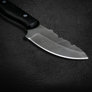 Cuchillo de caza/utilidad/camping hecho a mano de acero de Damasco con punta recta, mango de micarta, funda de cuero de 3 mm, 8 pulgadas, OEM/ODM/OBM - Product Image 4
