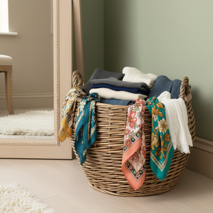 Panier en rotin tressé personnalisé fait main pour rangement, organisation de placard, panier à linge rond et panier de fermeur - Product Image 5