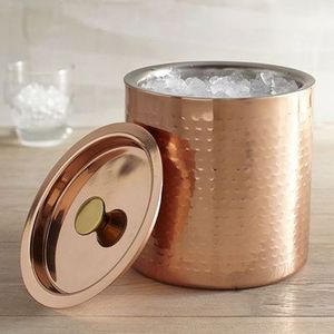 Premium Gold Round Metal Ice Bucket With Tongs Rust Resistant Minimalist Design For Party Beverage Cooling - Product Image 6