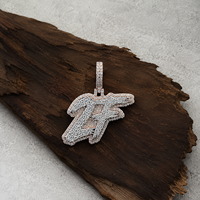 Pendentif personnalisé hip-hop avec initiale, micro-pavé, moissanite taille brillant, argent 925, mariage, luxe, tendance, vente en gros